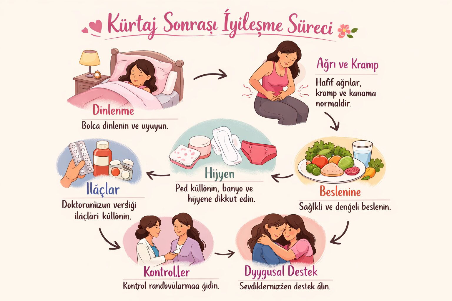 Kürtaj sonrası iyileşme süreci zaman çizelgesi